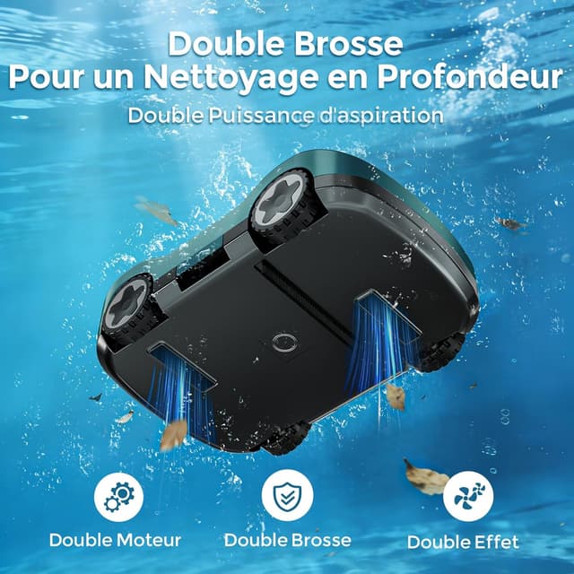 Detalle 1 de Robot Piscine C5 sans fil : aspirateur et nettoyeur pour piscines hors-sol/enterrées jusqu’à 200 m²