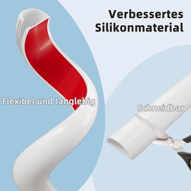 Detalle de Weißer selbstklebender Kabelkanal aus Silikon – flexible Kabelabdeckung, 3 m Länge (27 × 15 mm, für 2–3 Kabel)