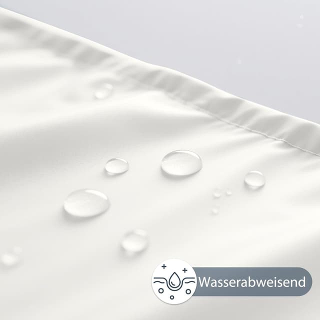 Detalle de REDKEY Duschvorhang 120×200 cm mit Gewicht unten, anti-schimmel, waschbar und schnelltrocknend (8 Haken), warmweiß