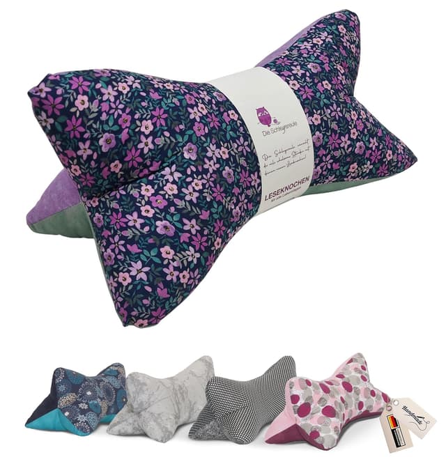 Detalle de Leseknochen Nackenkissen Simone – handgestopftes Nackenkissen mit Blumenmotiv, waschbar
