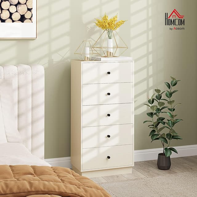 Detalle 2 de HOMCOM commode 5 tiroirs 47 x 29 x 95 cm