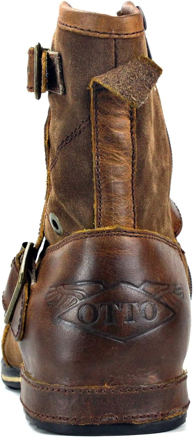 Thumbnail 4 de OSSTONE OS-5008-1-E Herrenstiefel aus Rindsleder mit Gummisohle und Reißverschluss (Biker Boots, Brown)