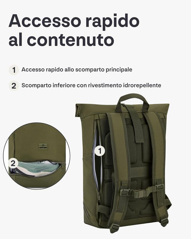 Detalle de Johnny Urban Zaino Zaino Rolltop Allen Large Zaino Donna e Uomo con scomparto fino a 16" e idrorepellente