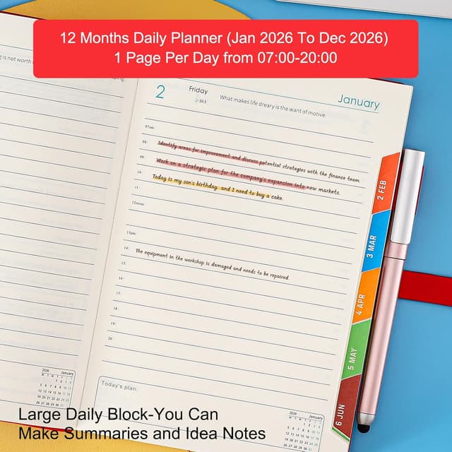 Detalle de Agenda giornaliera 2026 A5, 1 pagina al giorno