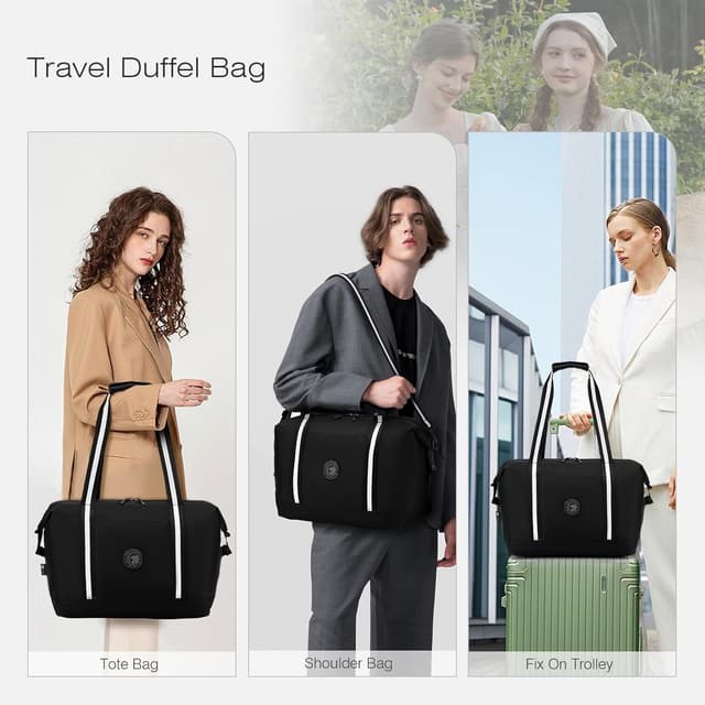 Detalle de SPAHER 2X Borsone da Viaggio Bagaglio a Mano 40x30x25 cm, 30 L (pieghevole) – impermeabile per palestra e weekend