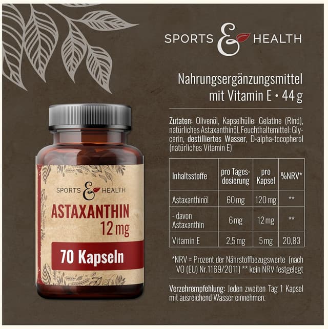Detalle 2 de Astaxanthin 12 mg Depot Softgel Kapseln 4‑Monatsvorrat