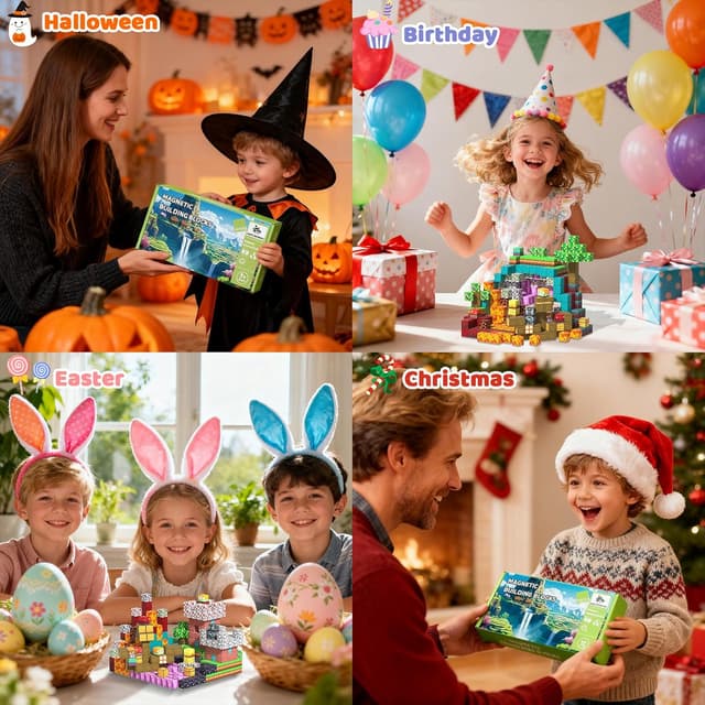 Thumbnail 6 de CraftyNest Magnetische Bausteine (150 Teile) – magnetisches Konstruktionsset ab 3 Jahren mit Geschichtenbuch