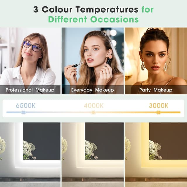 Detalle 2 de S’bagno LED-Badezimmer-Spiegel mit Beleuchtung 80x60 cm – Bluetooth, Antibeschlag, dimmbar & IP44