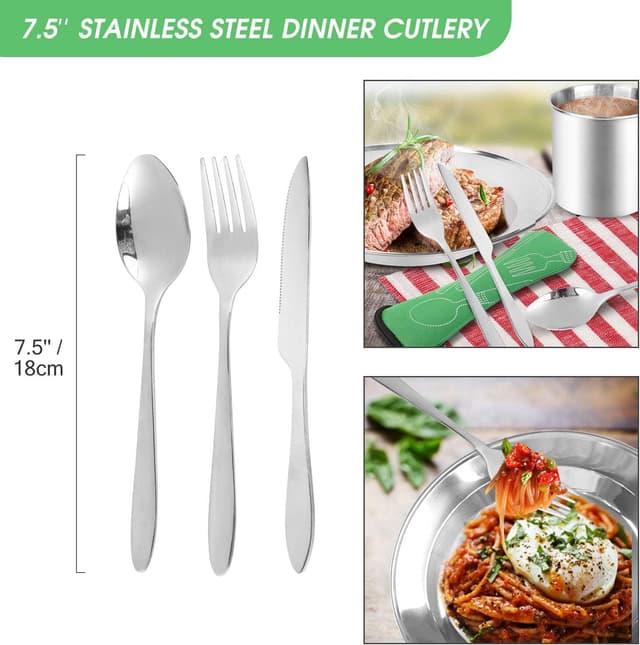 Thumbnail 8 de Odoland Vajilla de Acero Inoxidable 15-en-1 🍽️ para Picnic y Camping