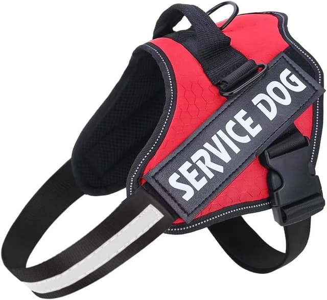Detalle de Belababy Soft No Pull Dog Harness Medium (Red) – Adjustable Assistance Service Dog Vest with Safety Buckle