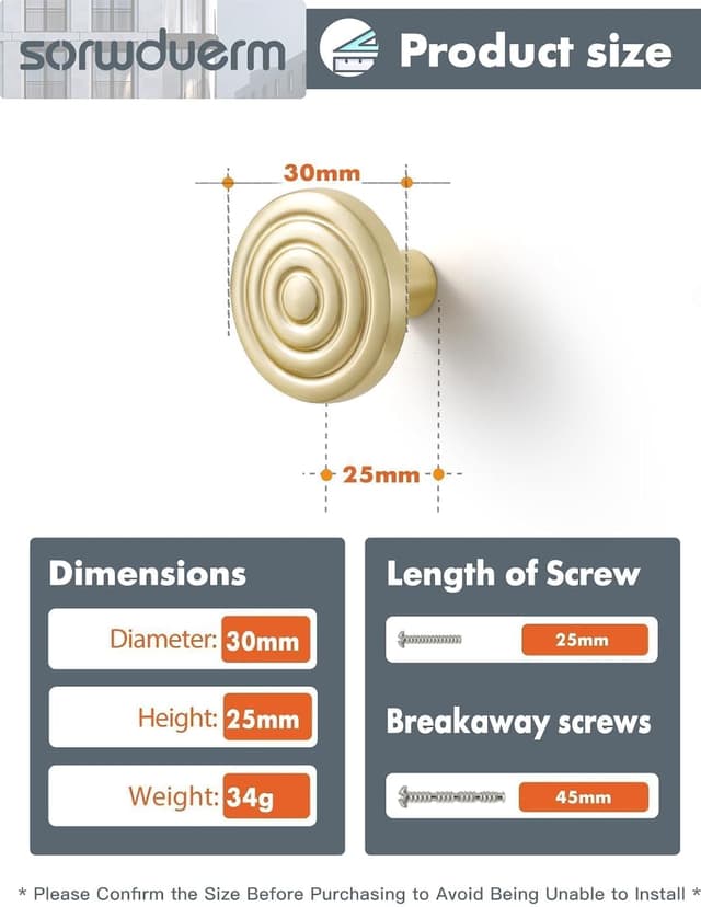 Detalle 2 de SORWDUERM Cabinet Knobs