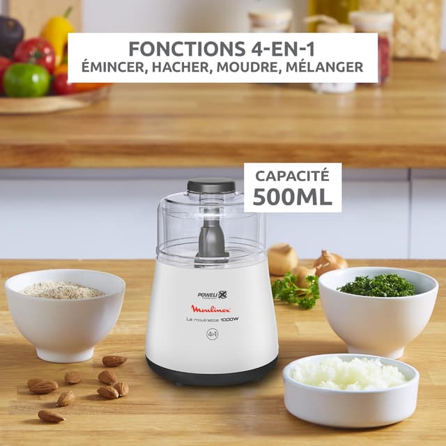 Detalle 2 de Moulinex Blanc DPA141 – Hachoir électrique 1000 W pour hacher, mixer et préparer vos ingrédients