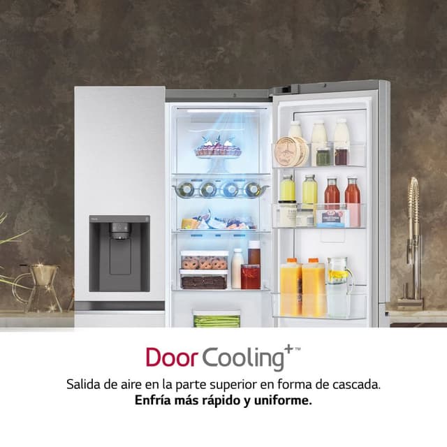 Detalle de LG GSLV70PZTD frigorífico americano D de acero inoxidable con LINEARCooling™ y DoorCooling+™