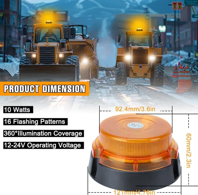 Thumbnail 6 de I LITTON Amber Beacon Strobe Light 48-LED, 16 modes 🚨