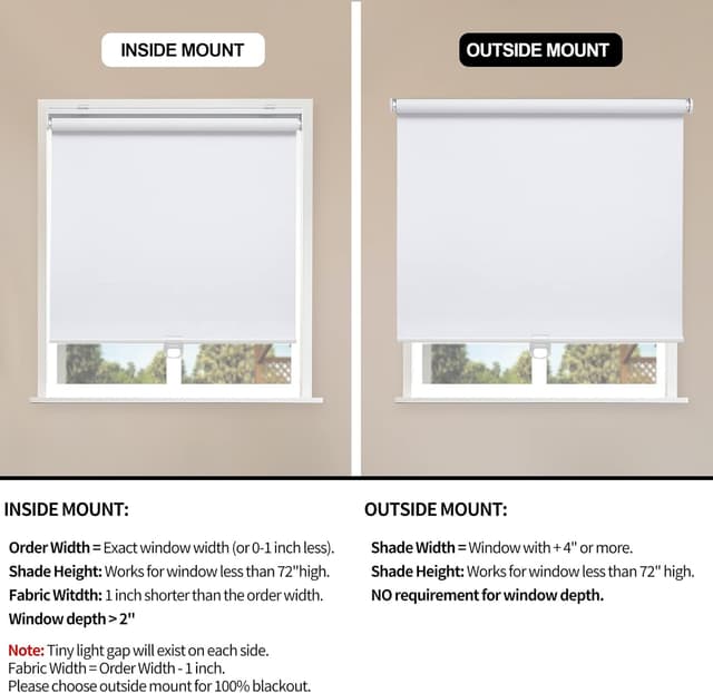 Detalle de Sunoff Blackout Cordless Roller Shades, 31" W x 72" H (White)