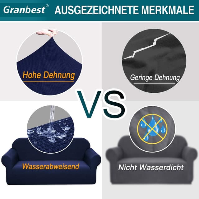 Detalle 2 de Granbest copridivano elasticizzato 3 posti blu scuro