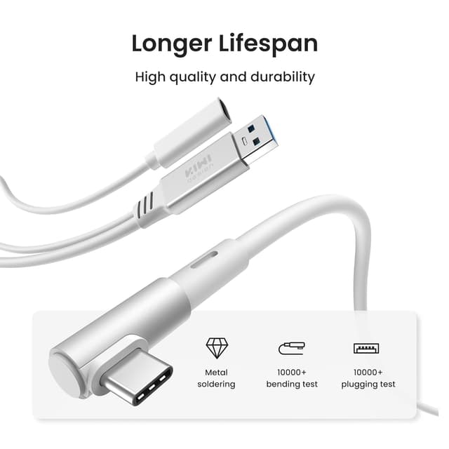 Detalle 2 de KIWI design Link Cable with Charging (5m) for Meta Quest 3S/3/2/1 & Pico 4 – USB 3.0 to USB-C