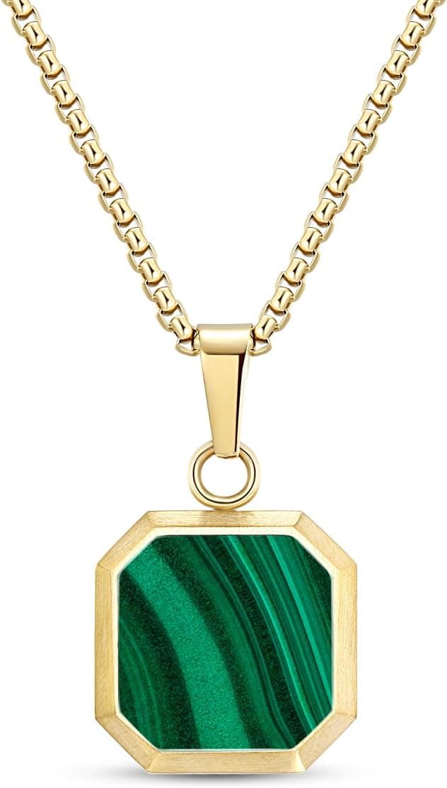 Detalle de TUNGSTORY Edelstahl vergoldete Halskette mit schwarzem Onyx – 45 + 6 cm mit Anhängern, minimalistisch modern