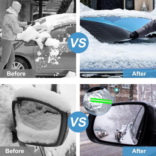 Detalle de Newthinking Car Frost Windscreen Cover for Winter (with mirror covers and magnets) – heavy-duty windscreen frost protector