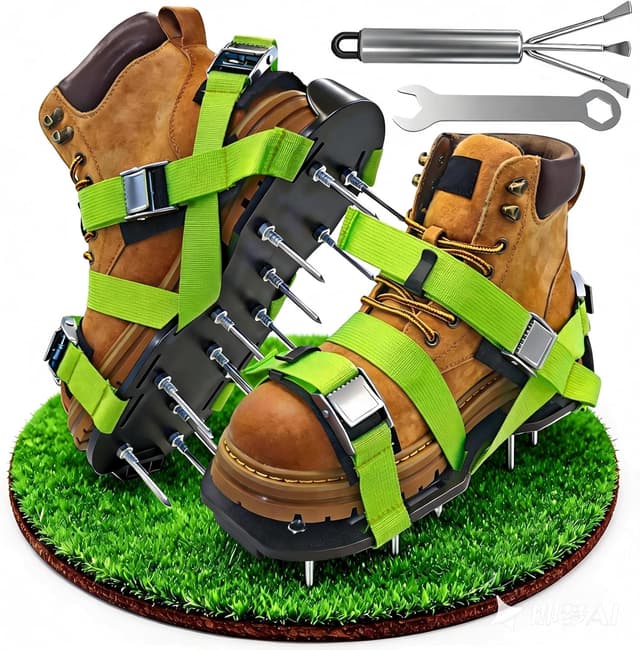 Detalle de Scalnuvyyh Lawn Aerator Shoes – Heavy Duty spike aerator with metal buckle & adjustable straps