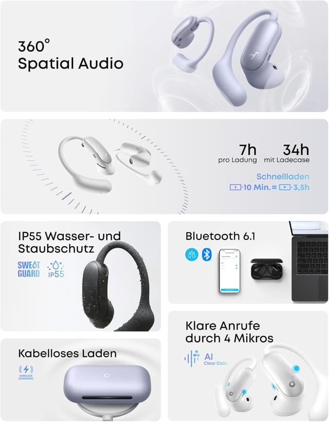 Thumbnail 6 de soundcore AeroFit 2 Pro Open-Ear Kopfhörer