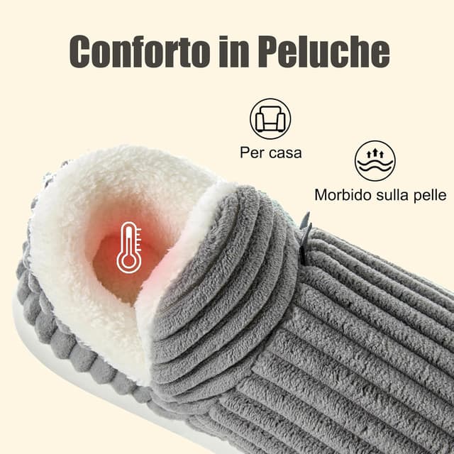 Detalle 2 de Donpapa ciabatte invernali chiuse con memory foam e suola antiscivolo