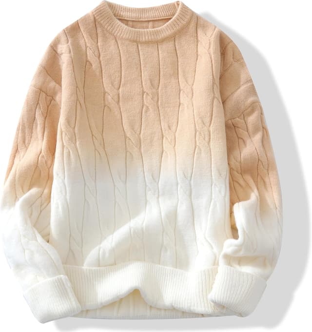 Detalle de GURUNVANI Unisex-Pullover mit Farbverlauf und Rundhalsausschnitt (gedrehte Textur)