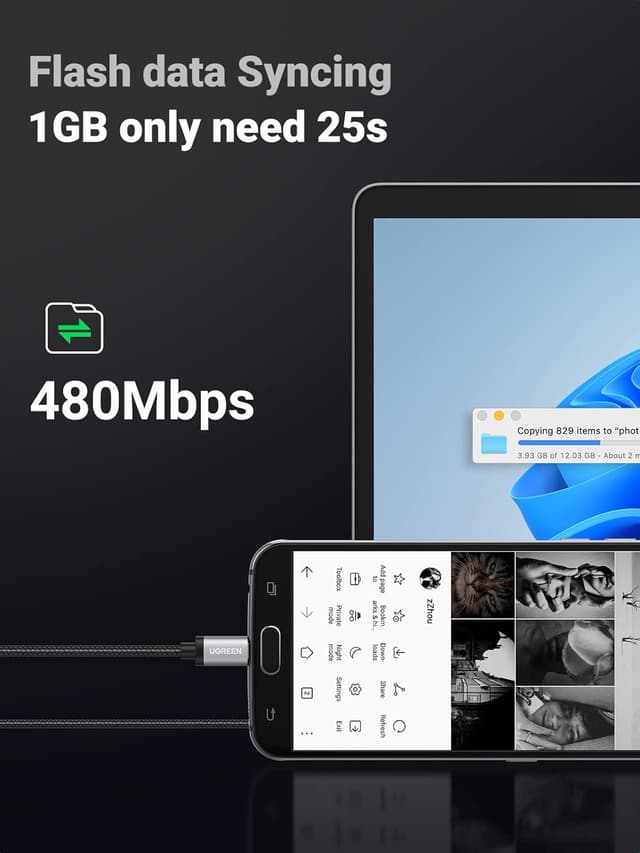 Detalle 2 de UGREEN Micro USB Cable 1m 2A fast charge cable