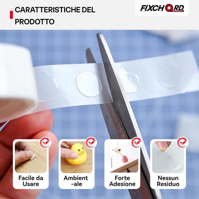 Detalle de FIXCHORD punti di colla biadesivi per palloncini, 600 pezzi double face removibili
