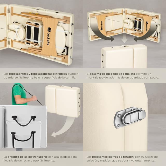 Thumbnail 5 de tectake Camilla Masaje Plegable de Madera 218 cm