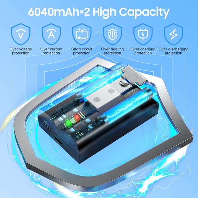 Detalle de Ersatz-Batterie für Ring Türglocke 2/3/4/3plus, Spotlight Cam & Stick Up Cam – 2er-Pack mit LED-Digitalanzeige