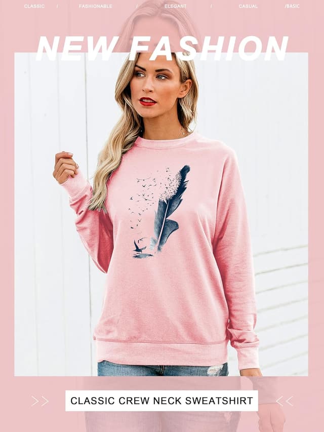 Detalle 2 de Pullover Damen Sweatshirt mit Federprint