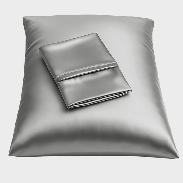Detalle de BLISSFORD Satin Pillowcase with Hidden Zipper (Set of 2) — White, Standard Size