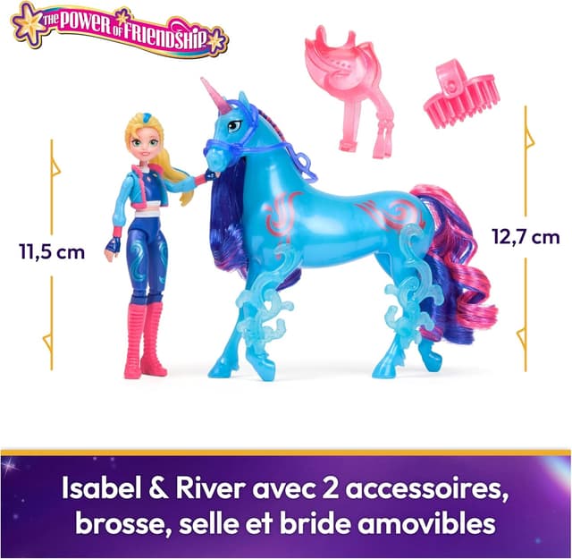 Detalle de Unicorn Academy : L’École des Licornes Licorne River + Poupée Isabel (River 12,7 cm, Isabel 11,5 cm)