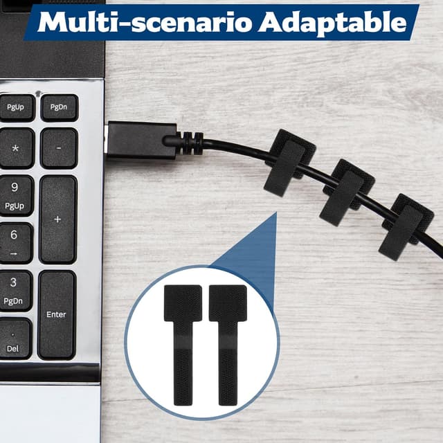 Thumbnail 6 de 40x selbstklebende Kabelhalter mit Nylon-Klettband für den Schreibtisch (Kabelmanagement unter dem Tisch)