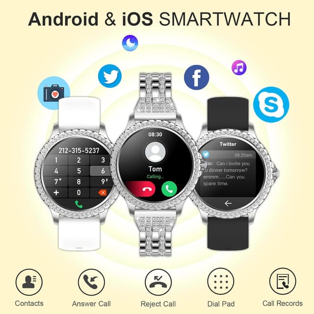 Thumbnail 1 de Colesma Brillante Smartwatch Plateado Mujer ⌚ Llamadas, Salud y Fitness