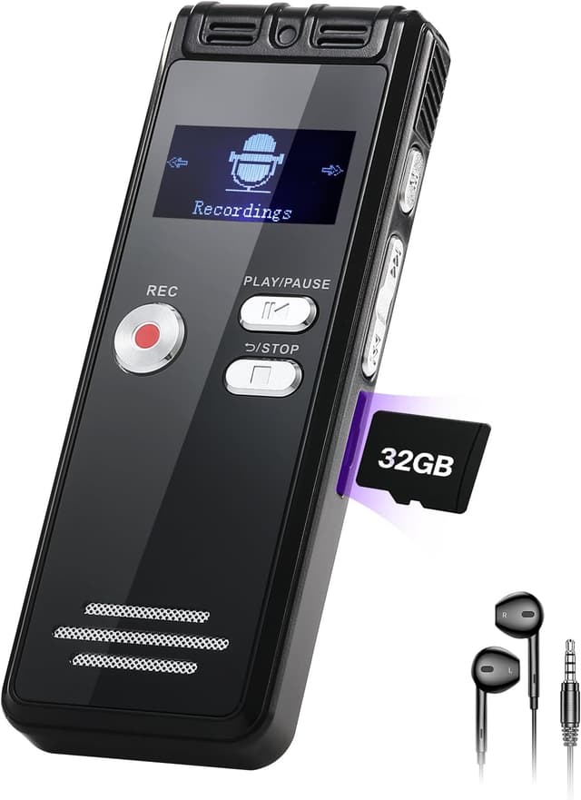 Detalle de NekSide Diktiergerät mit Aufnahme & Playback (32 GB, bis 1.536 kbps)