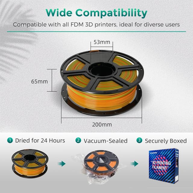 Thumbnail 5 de FLASHFORGE Filament PLA 1,75 mm 1 kg — Vert & Orange 🎨