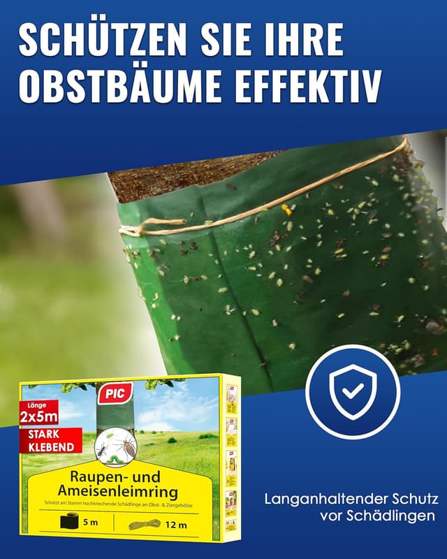 Detalle 2 de PIC Leimringe für Obstbäume – selbstklebender Baumleimring (10 m) gegen Ameisen & Frostspanner