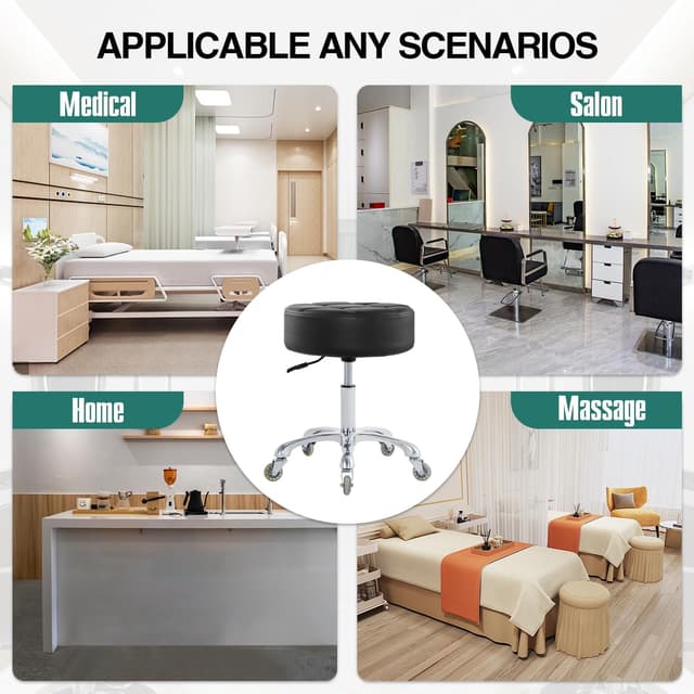 Detalle 2 de Ainilaily Rolling Stool 19.8–25 in