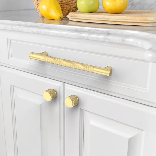 Detalle de Amerdeco 10 Pack Gold Knurled Cabinet Pulls (128mm c. to c.) AM003