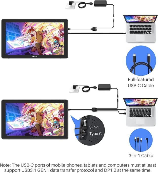 Detalle de HUION Kamvas 24 Plus graphics tablet with 23.8-inch full-laminated QD LCD and battery-free PW517 pen