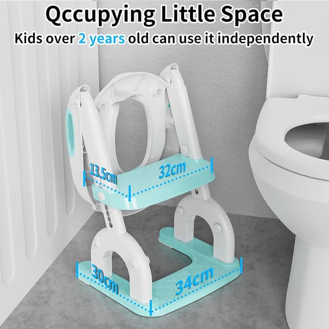 Detalle de Toilettensitz Kinder mit Treppe 2-in-1 DREI Treppe – höhenverstellbarer WC-Aufsatz für Jungen & Mädchen