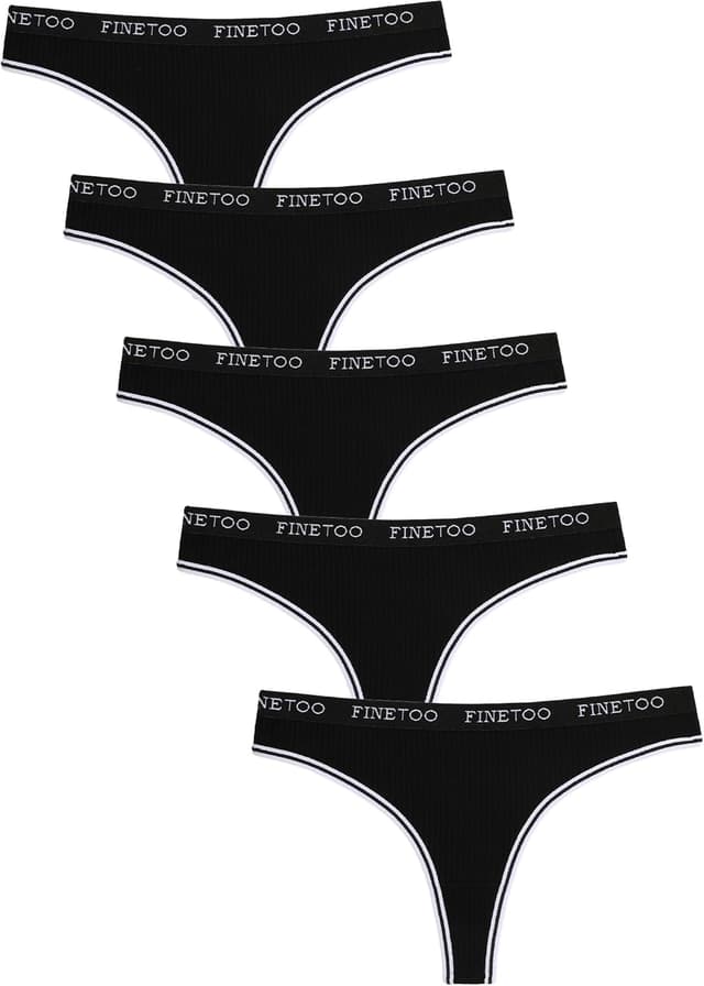 Detalle 1 de FINETOO String Tanga 5er Pack aus Baumwolle
