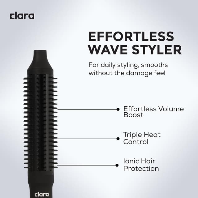 Detalle de Clara Anti-Frizz Ionic Slim Hot Brush 32mm (Triple Heat Settings) – 3-in-1 Round Brush for Smooth, Waves & Blowouts