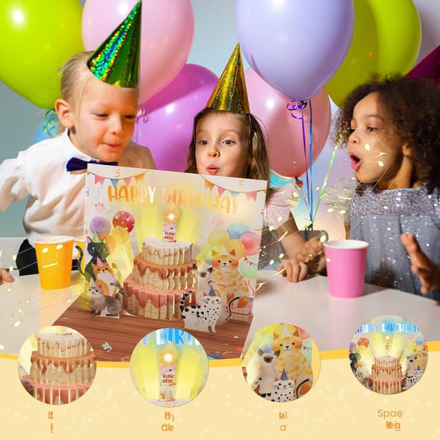 Thumbnail 4 de Ecloverlife Geburtstagskarte Katzen 3D Musik