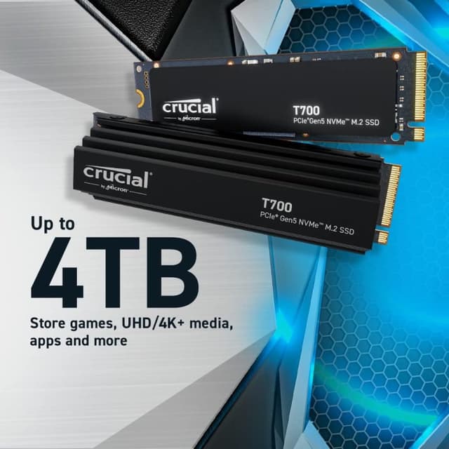 Detalle de Crucial T700 2TB SSD PCIe Gen5 NVMe 💽
