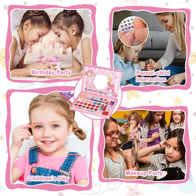 Detalle 2 de Aomig Kids Makeup Sets for Girls (37 pcs) washable make-up kit with 8 brushes