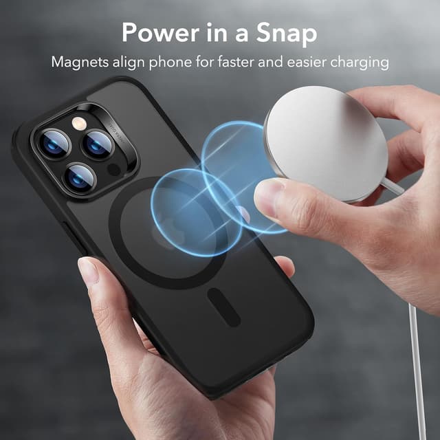 Detalle 2 de ESR Classic Hybrid MagSafe Hülle für iPhone 14 Pro Max – mattschwarz, mit militärischem Sturzschutz