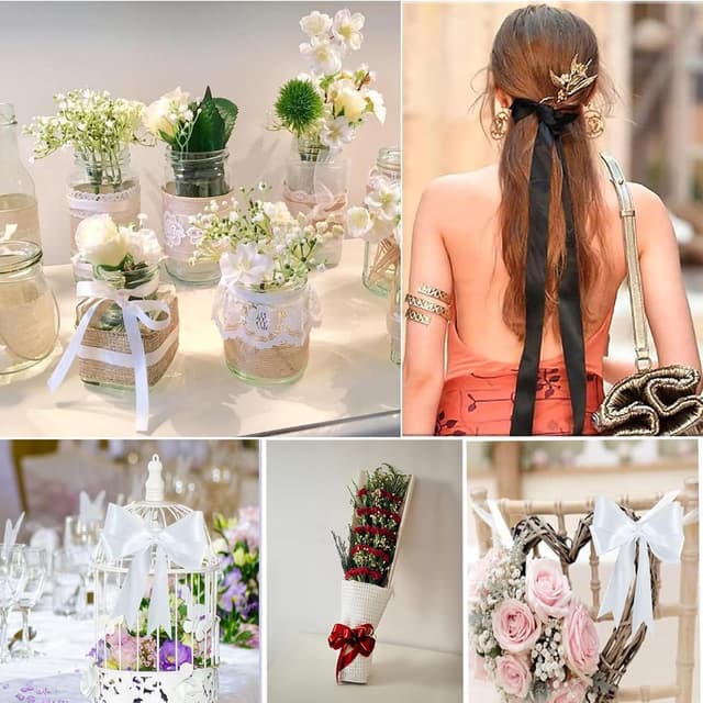 Thumbnail 6 de Satinband Geschenkband Weiß 15 mm, 22 m Rolle